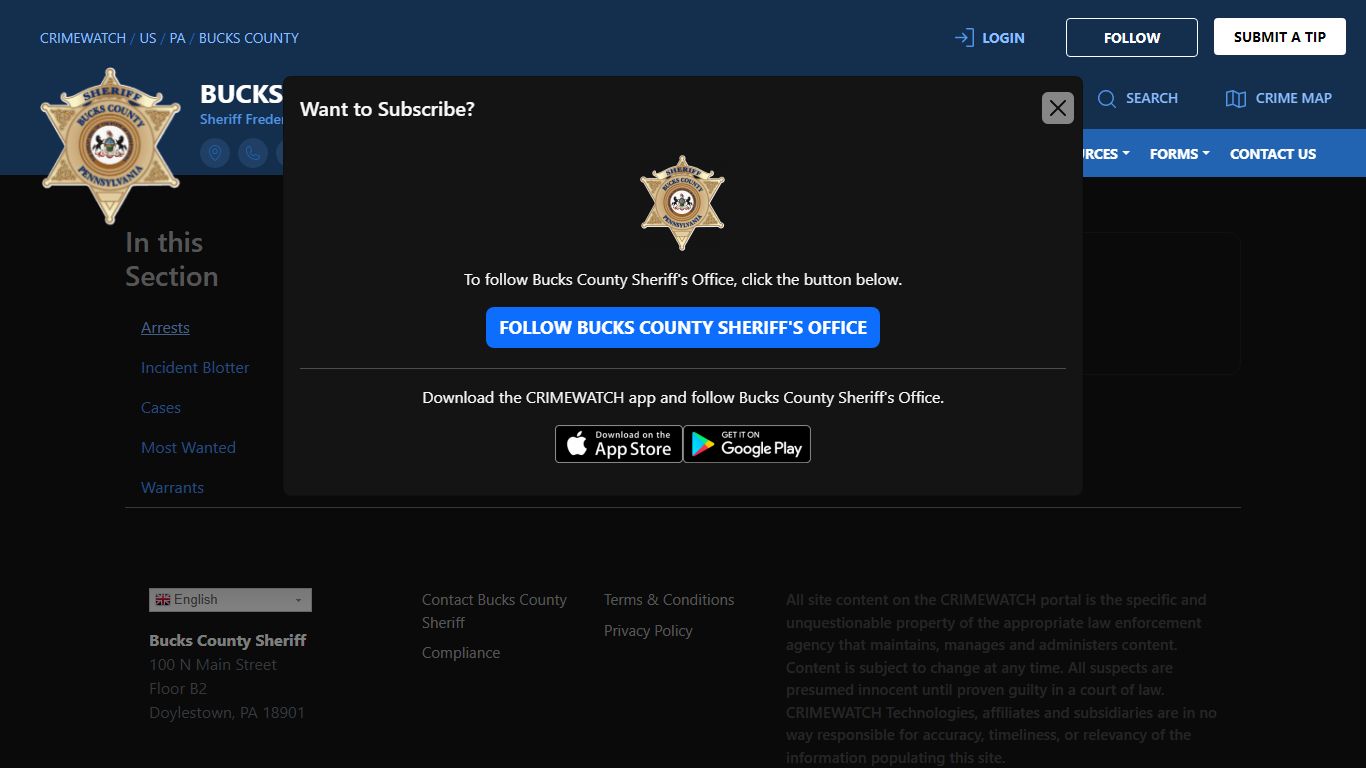 Arrests | Bucks County Sheriff's Office - CRIMEWATCH