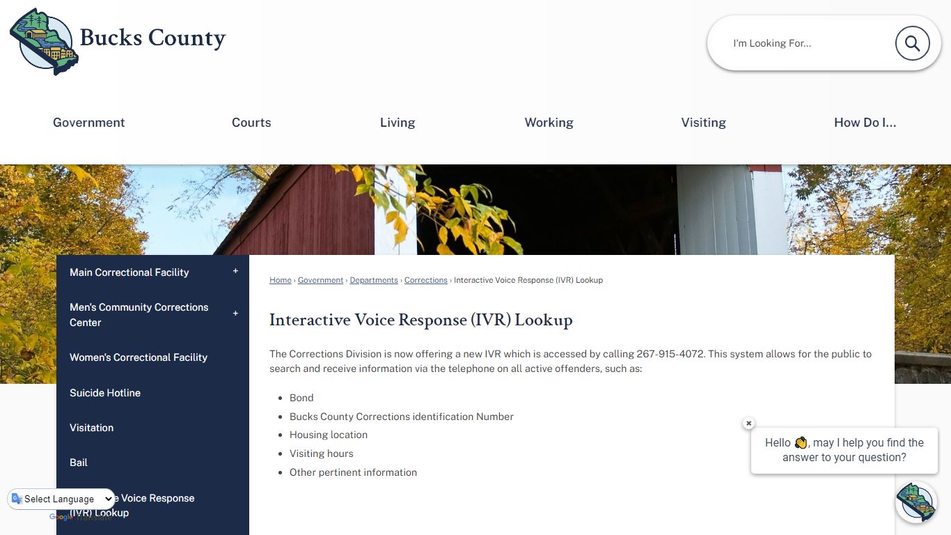 Interactive Voice Response (IVR) Lookup | Bucks County, PA